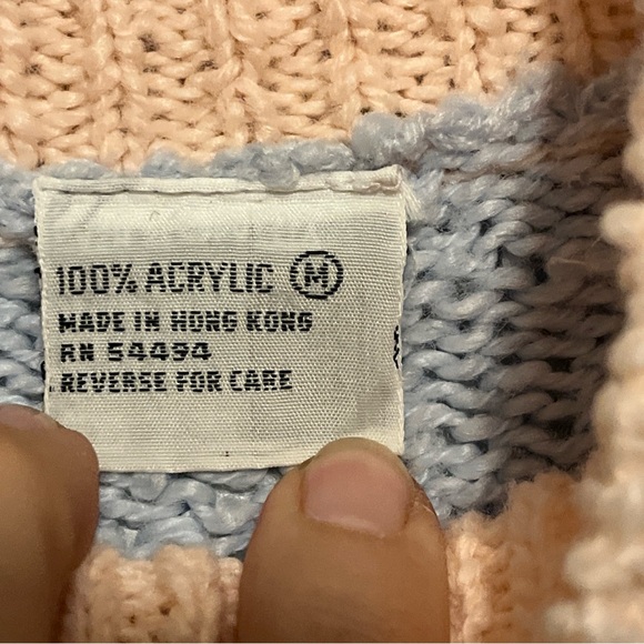 Women’s Totally 80s Sweater Pastel Colors Long Sleeve Chevron Pattern Medium - Picture 4 of 7